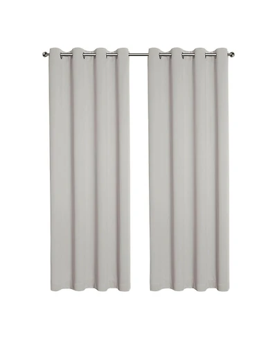 Kate Aurora 2 Piece Solid Colored Room Darkening Grommet Top Thermal Window Curtain Panels - 50" x 45" Light Beige