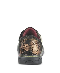 L Artiste Women s Danli-cheeta Hand Painted Leather Platform Sneakers with Metallic Floral Accents and Removable Insole
