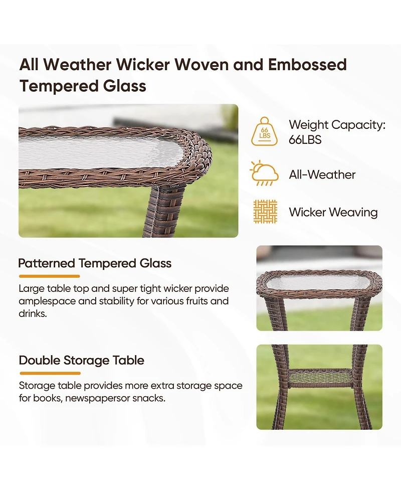 Gymojoy Farmhouse Outdoor Wicker Swivel Glide Chair Set with 6" Thickness Cushions
