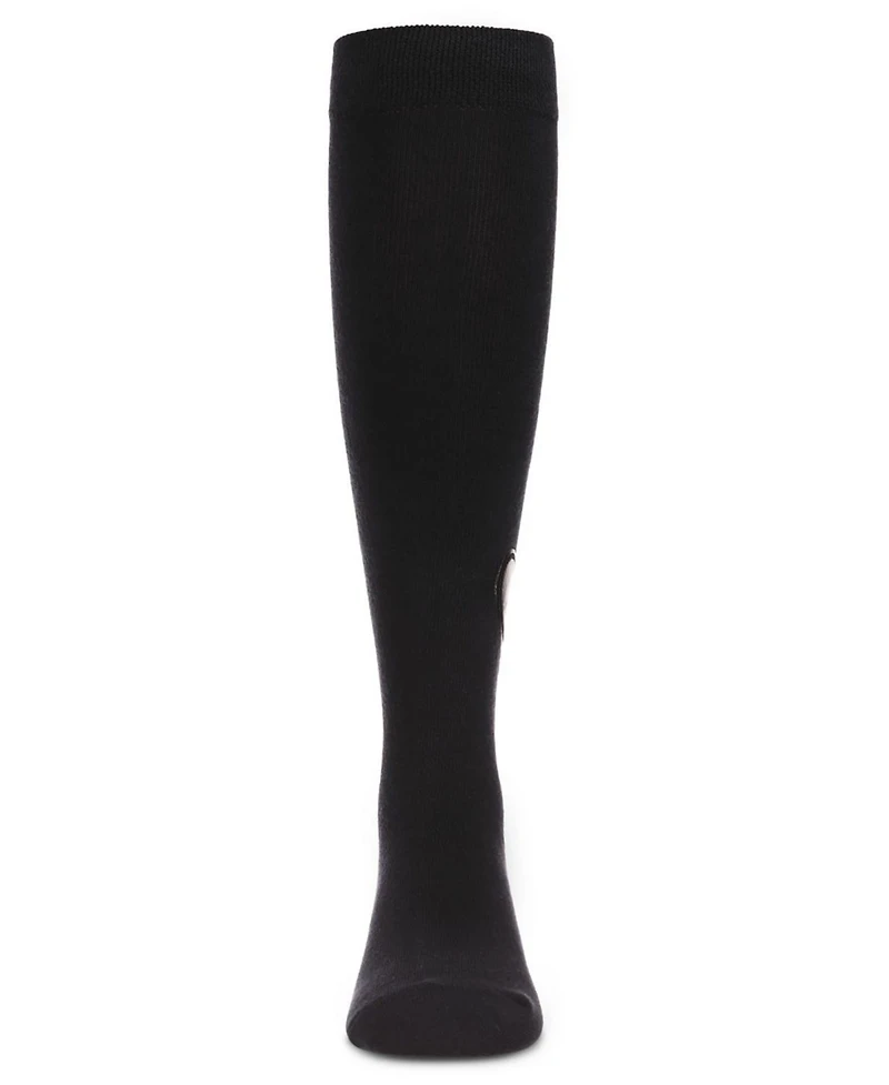 Memoi Little Girls Heart Patch Cotton Blend Knee High Socks