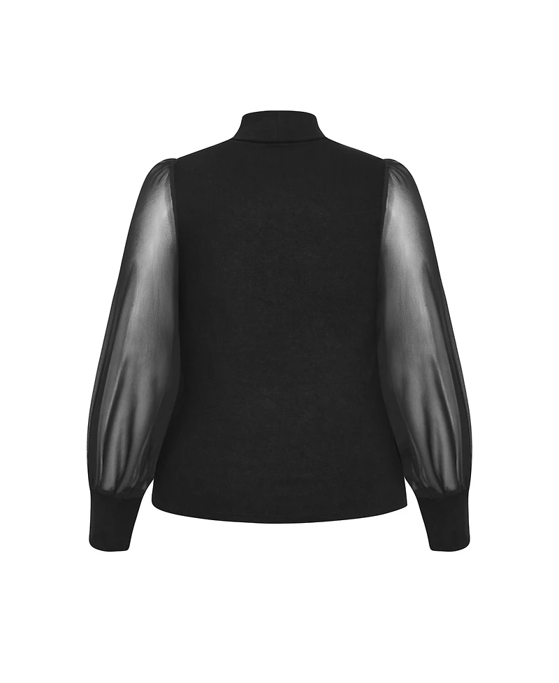 City Chic Plus Sheer Sleeve Sweater