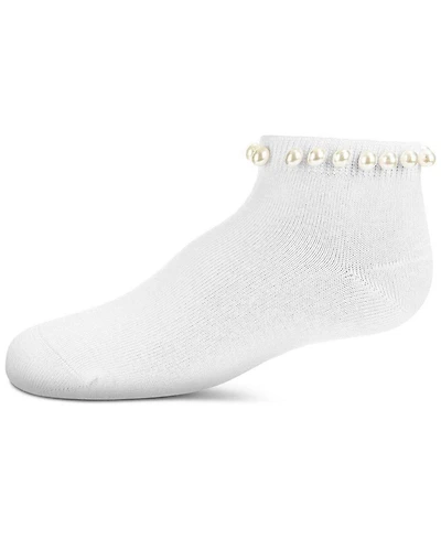 MeMoi Girl Child Pretty Pearls Cotton Blend Anklet Socks