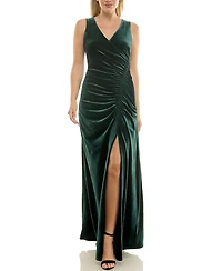 Taylor Women's Side Ruched V-Neck Dress