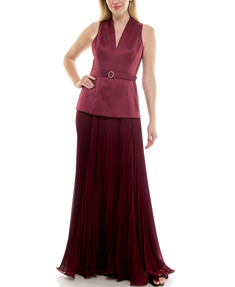 Taylor Women's V-Neck Pleat Detail Dress
