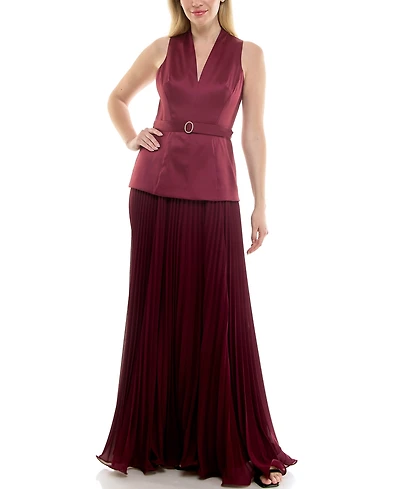 Taylor Women's V-Neck Pleat Detail Dress