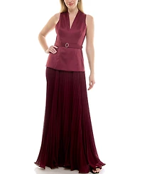 Taylor Women's V-Neck Pleat Detail Dress