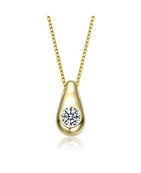 Rachel Glauber 14K Gold Plated with Clear Cubic Zirconia Drop Pendant Necklace