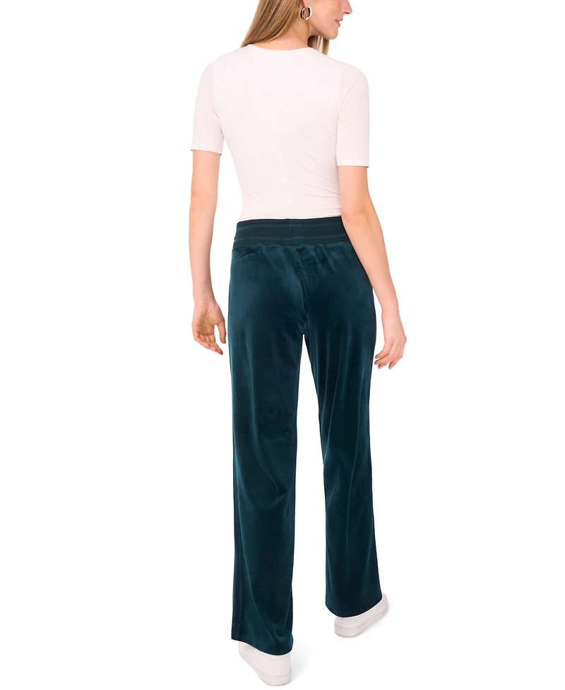 Vince Camuto Women's Velour Drawstring-Waist Straight-Leg Pants