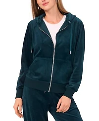 Vince Camuto Womens Velour Zip Front Hoodie Jacket Xs 3x