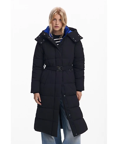 Desigual Women's Long padded jacket with belt