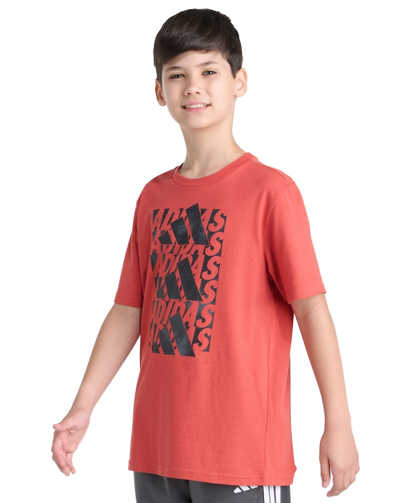 Adidas Big Boys 8-20 Short Sleeve Woodland Camo Stack T-Shirt