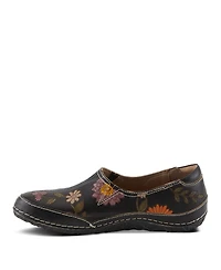 L'Artiste Women's Libora-Delite Handpainted Leather Floral Slip-On Shoes with Removable Insole