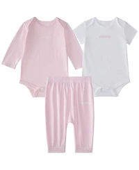 adidas Baby Girls 3-Piece Logo Bodysuits and Pants Set