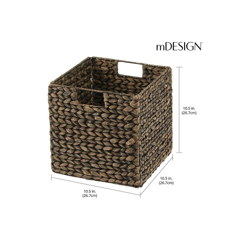 mDesign Woven Hyacinth Kitchen Storage Organizer Basket Bin, 8 Pack, Black Wash