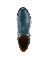 Azura Spring Step Pristina Leather Bootie with Double Decorative Buckles and Inside Zipper