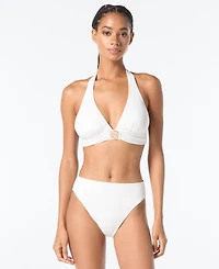 Michael Kors Logo-Ring Halter Bikini Top