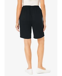 Woman Within Plus 7-Day Elastic-Waist Cotton Denim Short