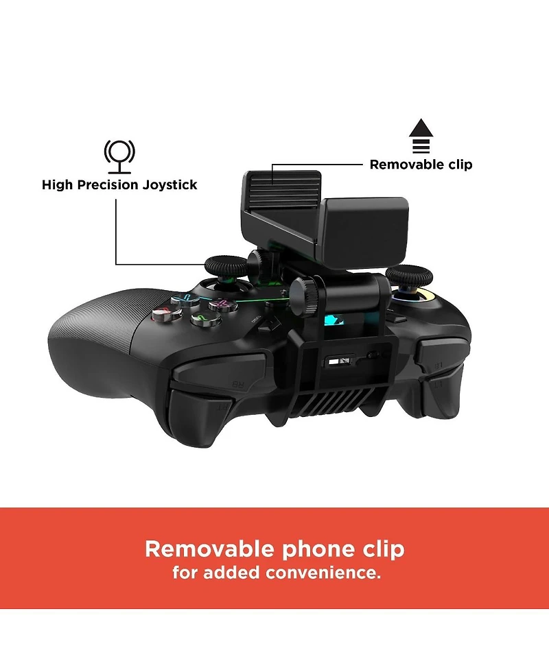 RadioShack Wireless Portable Gamepad With Lights for Any Gaming Device with Adapter Ergonomic Design and 360 Rotation With Removable Phone Clip 260606