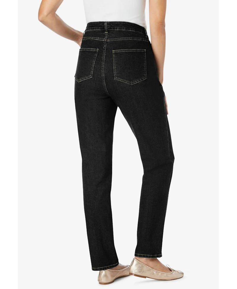 Woman Within Women's Tall Straight-Leg Stretch Denim Five-Pocket Jeans