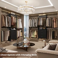 2-8 Ft Adjustable Closet System with 3 Wood Drawers and 4 Retractable Hanging Rods