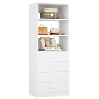 21.3" Closet Drawer System, Walk-in Tower with 4 Wooden Drawers and Shelves