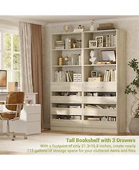 21.3'' Freestanding Closet Organizer System with 4 Drawers and Shelves