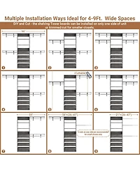 Aheaplus 96 inches Closet Organizer System with 4 Reversible Shelves and Wood Drawers, Wardrobe Clothes Rack Hanging Rods