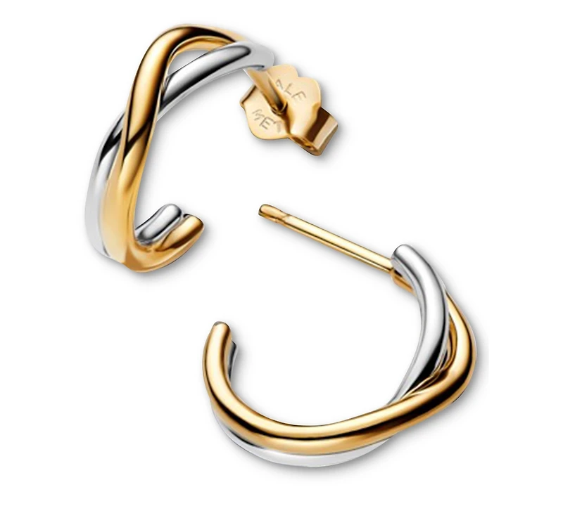 Pandora Organically Shaped Two-Tone Open Hoop Earrings