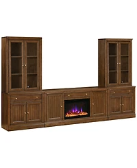 Furniture Amren 65" Wood 2 Door Console and Hutches with Bases Drawers Fireplace Insert