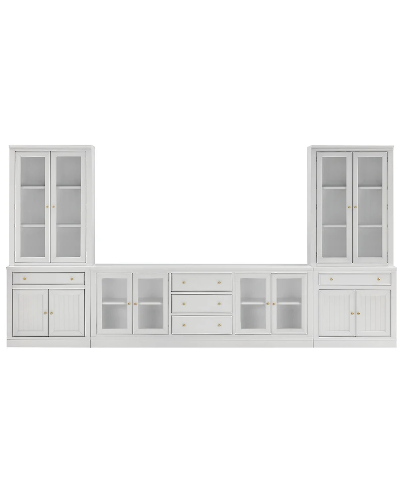 Furniture Amren 85" Wood 4 Door Console with Door Hutches and 2 Door Bases with Drawers