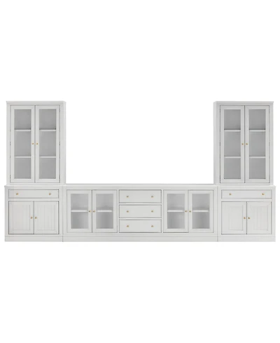 Furniture Amren 85" Wood 4 Door Console with Door Hutches and 2 Door Bases with Drawers