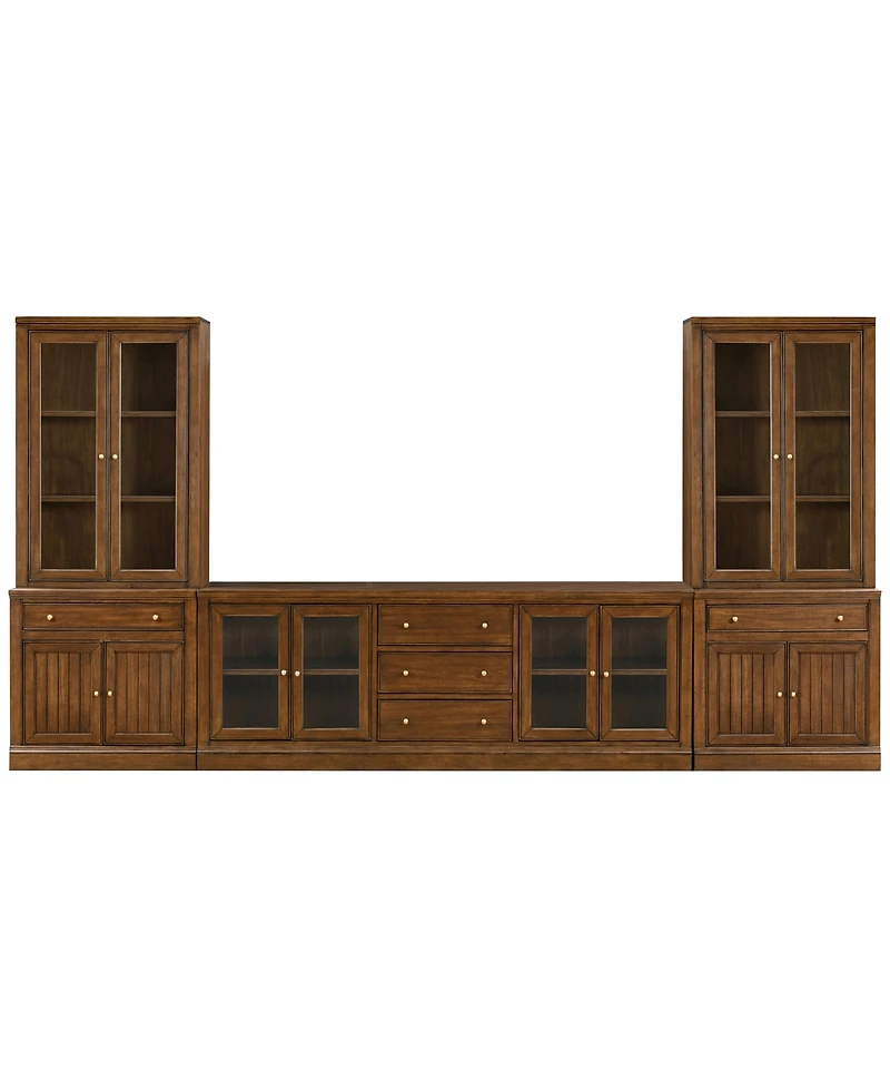 Furniture Amren 85" Wood 4 Door Console with Hutches and 2 Bases Drawers