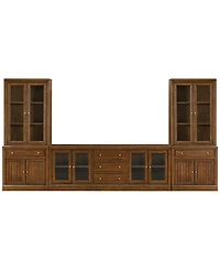 Furniture Amren 85" Wood 4 Door Console with Hutches and 2 Bases Drawers