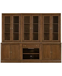 Furniture Amren 78" Wood 3 Stacked 2 Door Hutches with Base and Open Drawer