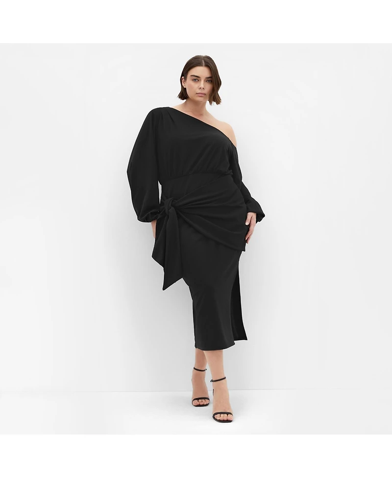 City Chic Women's Plus Alysia Tie Front Midi Dress