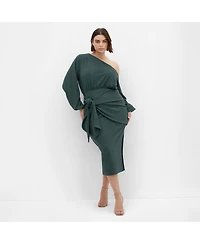 City Chic Women's Plus Alysia Tie Front Midi Dress