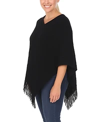 White Mark Women's Lightweight Textured Knit Poncho Sweater