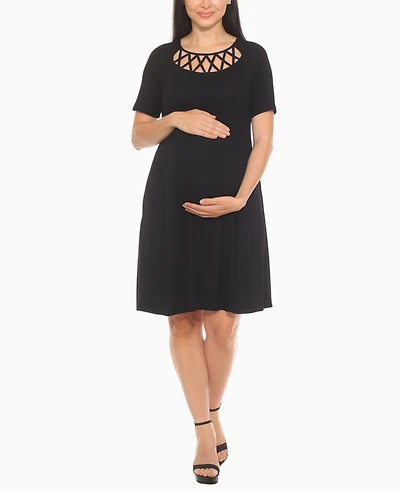White Mark Women's Crisscross Neckline Maternity Dress