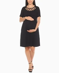 White Mark Womens Crisscross Neckline Maternity Dress