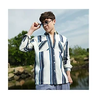 Campus Sutra Men's Shadow-Striped Oversized Shirt