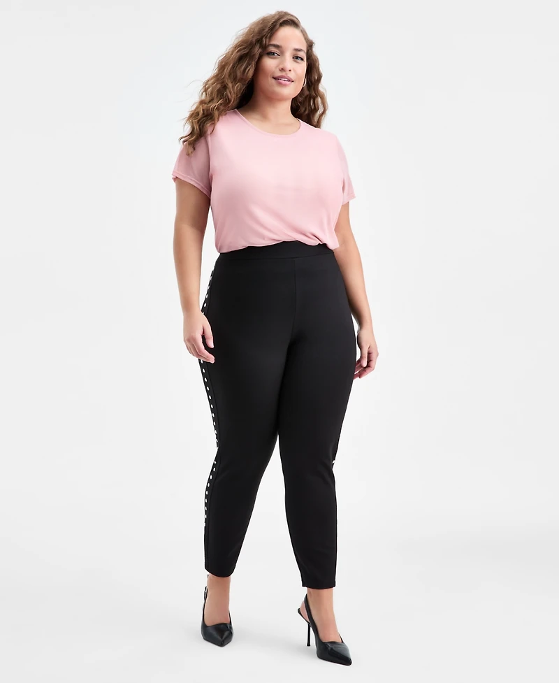 Bar Iii Trendy Plus Studded Pull-On Bodycon Leggings