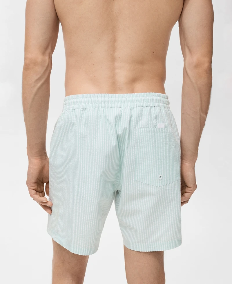 Mango Men's Seersucker Swimming Trunks