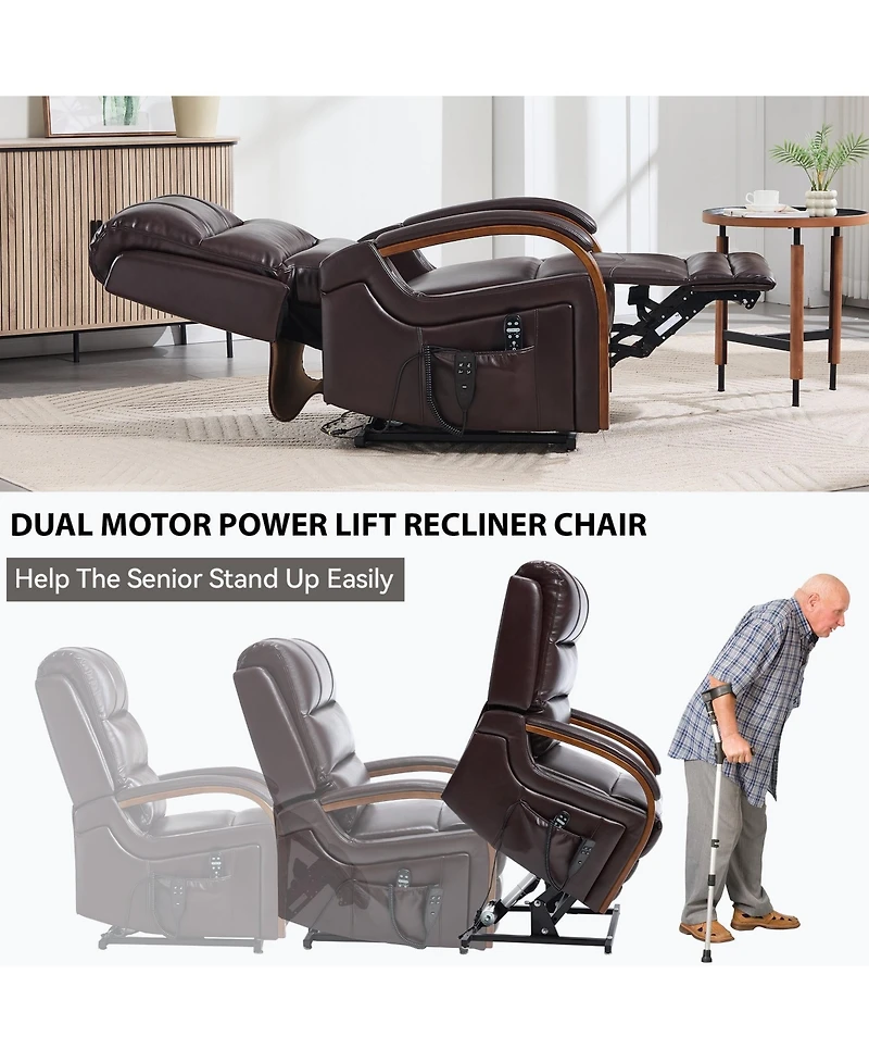 Lift Chair Dual Motor Infinite Position Recliners Up to 350 Lbs with Solid Wood Armrests and Heat Massage