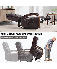 Lift Chair Dual Motor Infinite Position Recliners Up to 350 Lbs with Solid Wood Armrests and Heat Massage