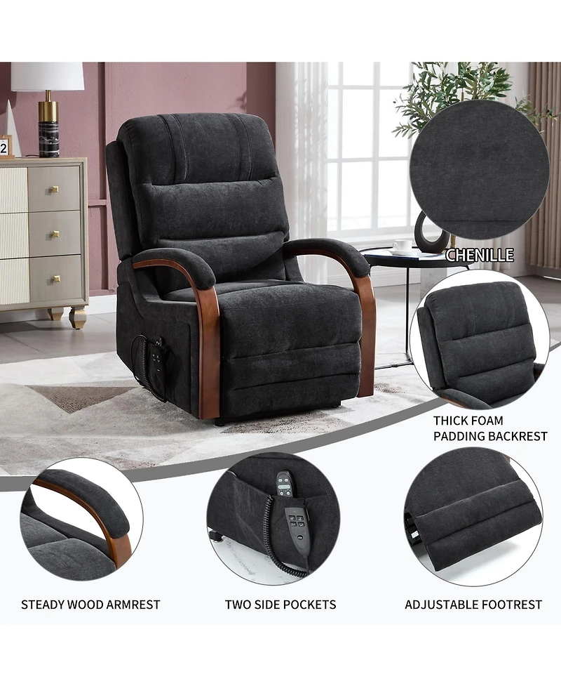 Lift Chair Dual Motor Infinite Position Recliners Up to 350 Lbs with Solid Wood Armrests and Heat Massage
