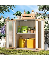 Aecojoy Small Outdoor Storage Cabinet Waterproof with Shelves, Vertical Garden Storage Sheds