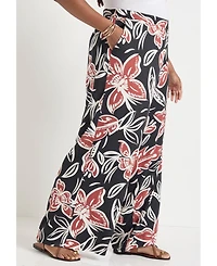 June + Vie Women's Wide-Leg Pull-On Pants
