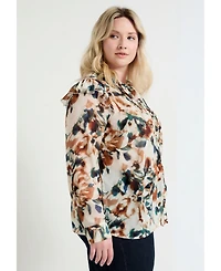 June + Vie Women's Ruffle Button-Down Blouse