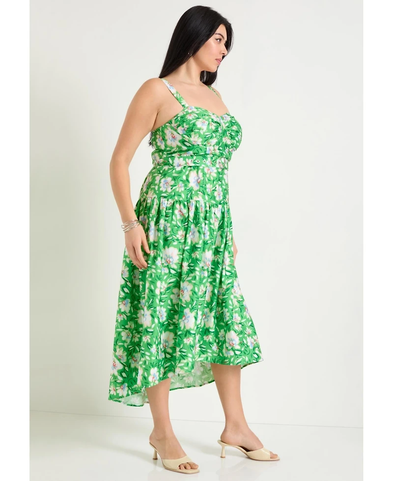 June + Vie Women's Plus High-Low Midi Dress