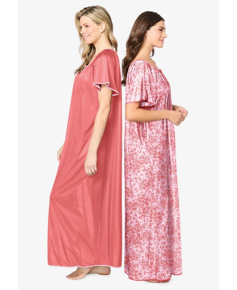 Only Neccessities Plus Necessities 2-Pack Long Silky Gown